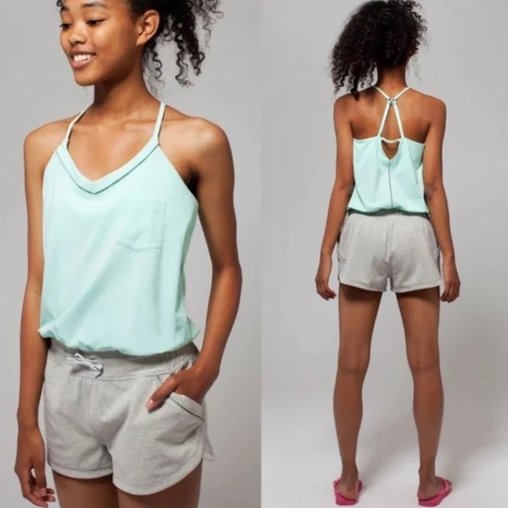 Ivivva by Lululemon Light Blue & Gray Camp Hardly Wait Active Romper Size 14